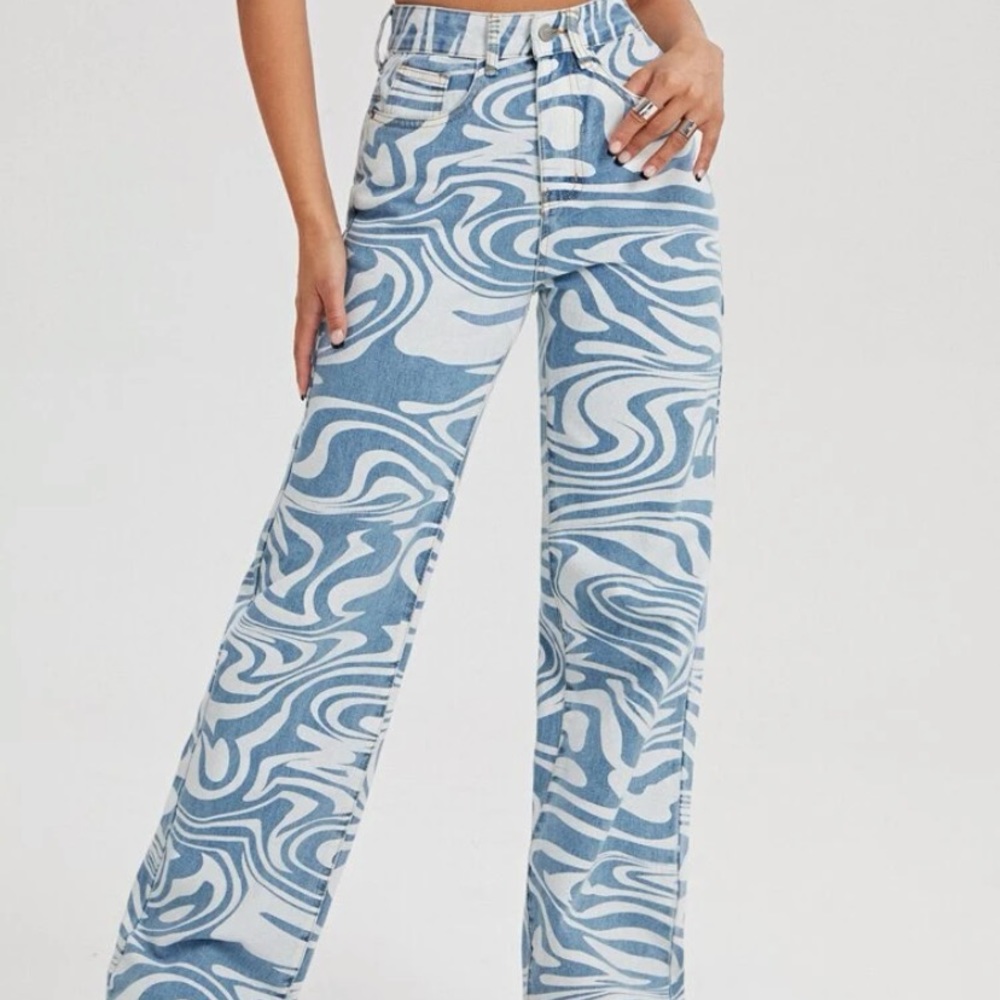 High waisted wide leg jeans